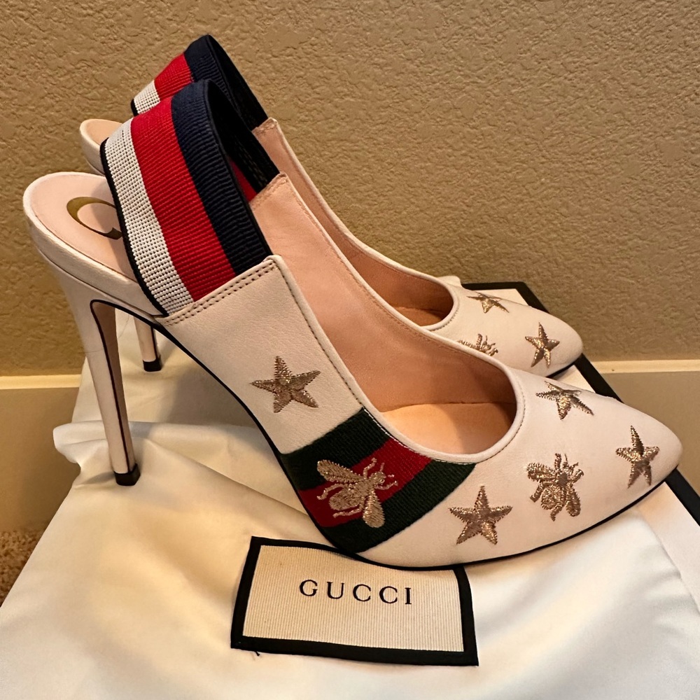 White Gucci heels